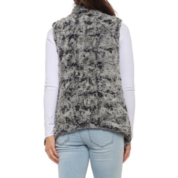 Dylan Silky faux fur draped open front vest S - Picture 9 of 9